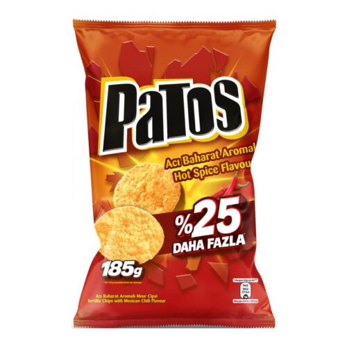 Patos Acı Baharat Aromalı Mısır Cipsi %25 Daha Fazla 185 g