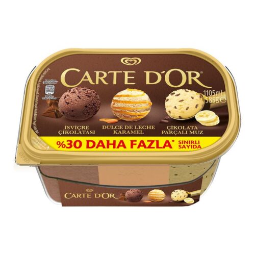 Algida Carte Dor İsviçre Çikolatası Karamel Çikolata Parçalı Muz 1105 ml