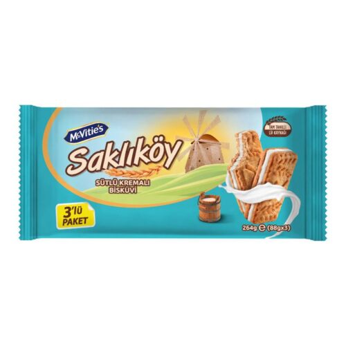 Ülker Saklıköy Sütlü Kremalı Bisküvi 3'lü 3x88 g